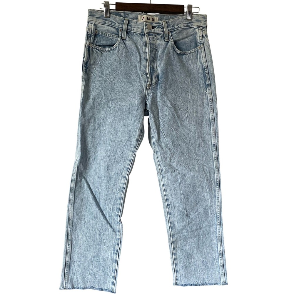 AMO Loverboy Light Acid Wash‎ Straight Leg Jeans High Rise Button Fly Size 28